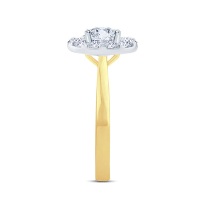 18ct Yellow Gold Oval & Halo Diamond Ring, 0.87ct