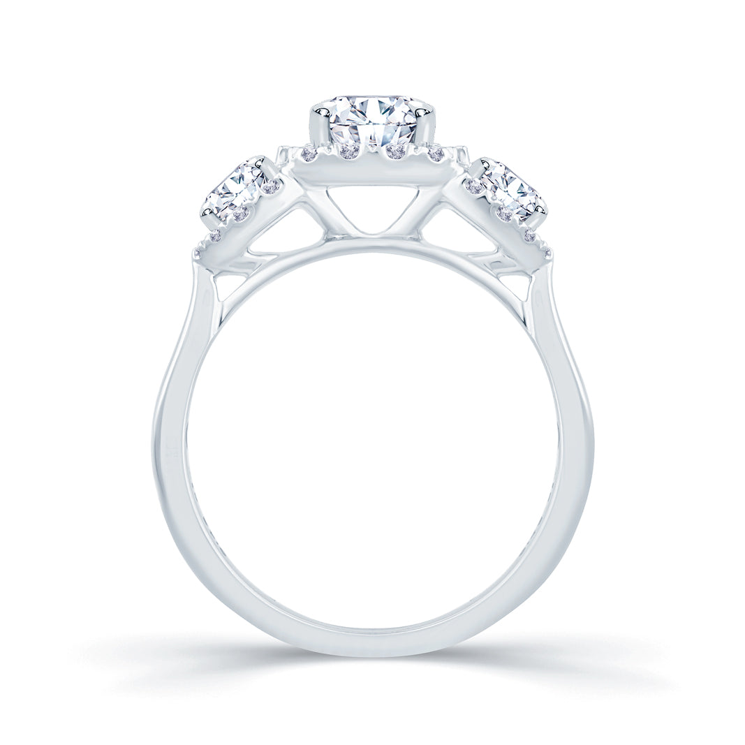 Platinum Brilliant Round & Pear & Halo Diamond Ring 1.36ct