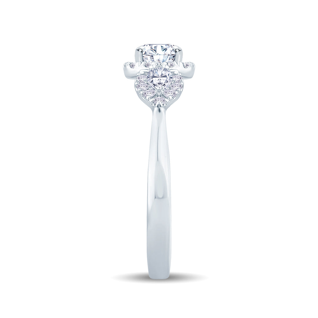 Platinum Brilliant Round & Pear & Halo Diamond Ring 1.36ct