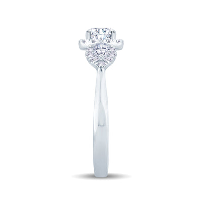 Platinum Brilliant Round & Pear & Halo Diamond Ring 1.36ct