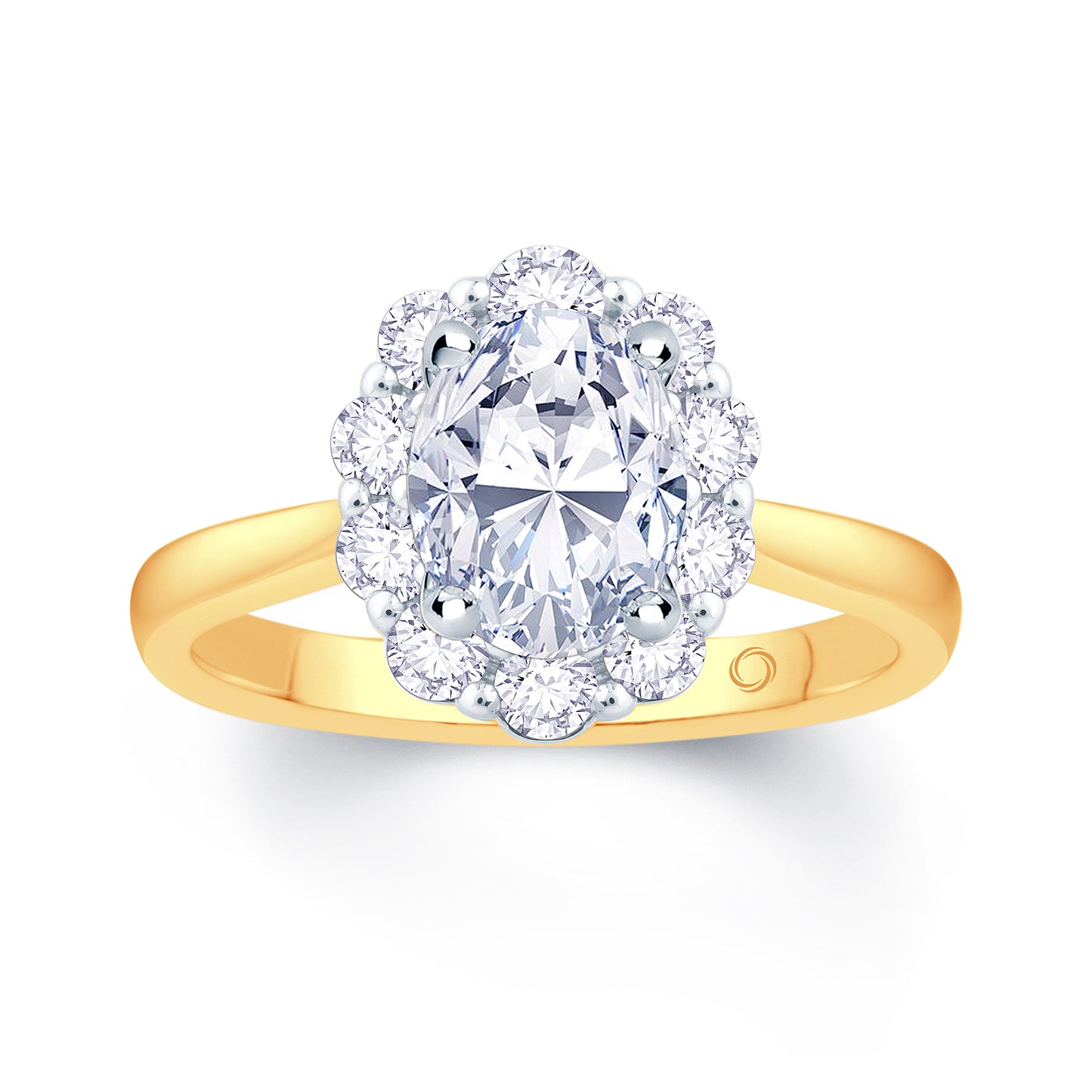 18ct Yellow Gold Oval & Halo Diamond Ring, 1.20ct