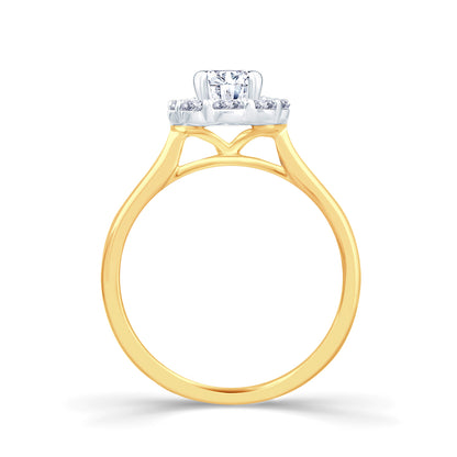 18ct Yellow Gold Oval & Halo Diamond Ring, 1.20ct