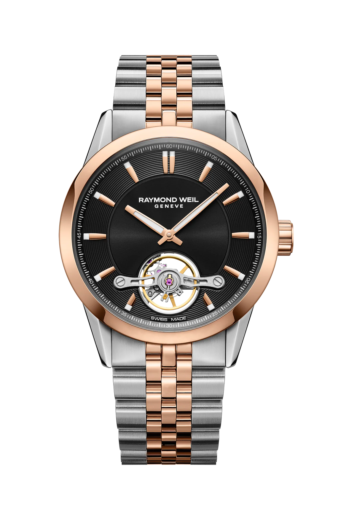 Raymond Weil 42mm Freelancer Automatic Black Dial Rose Gold Stainless Steel Bracelet Watch