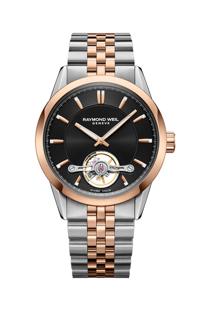 Raymond Weil 42mm Freelancer Automatic Black Dial Rose Gold Stainless Steel Bracelet Watch