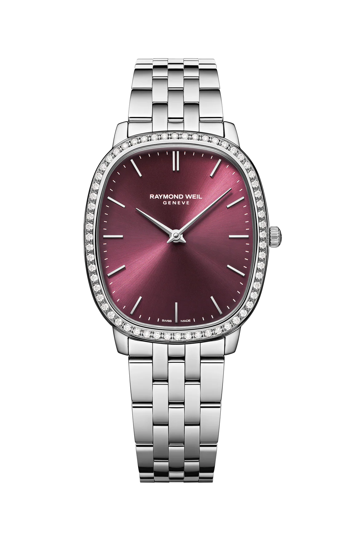 Raymond Weil 36mm Toccata Heritage Diamond Red Grape Dial Bracelet Watch
