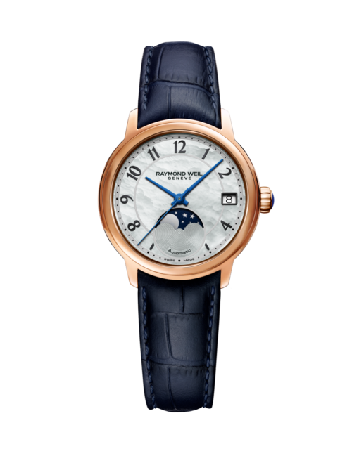Raymond Weil 34mm Maestro Moon phase Mother of Pearl Leather Watch
