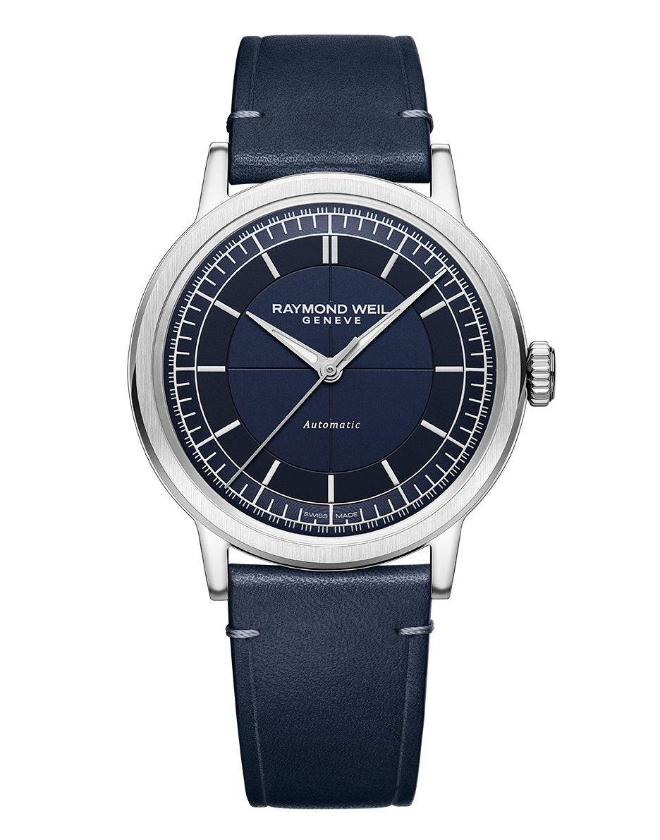 Raymond Weil 40mm Millesime Blue Leather Strap Men's Watch