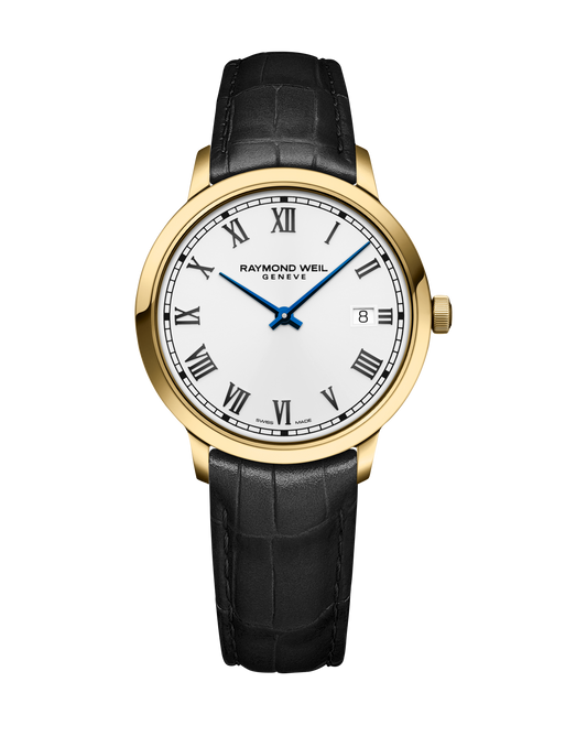 Raymond Weil Men’s Classic 39 mm Gold PVD Leather Quartz Watch