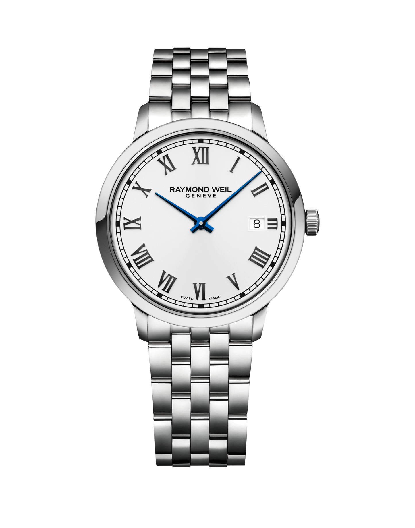 Raymond Weil 39mm Toccata Classical White Dial Blue Hands Stainless Steel Watch