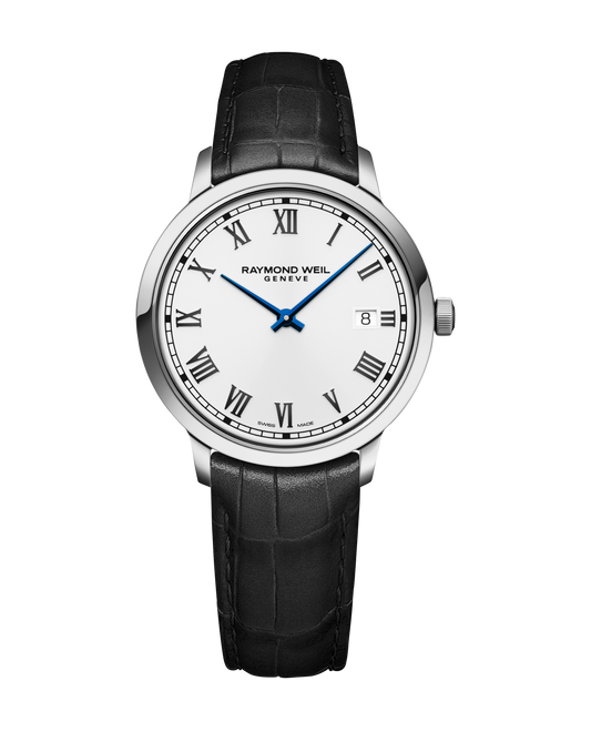 Raymond Weil 39mm Toccata Men’s Classic White Dial Leather Quartz Watch