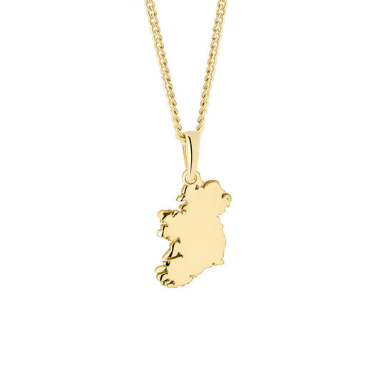 Yellow Gold Plated Small Map of Ireland Necklace