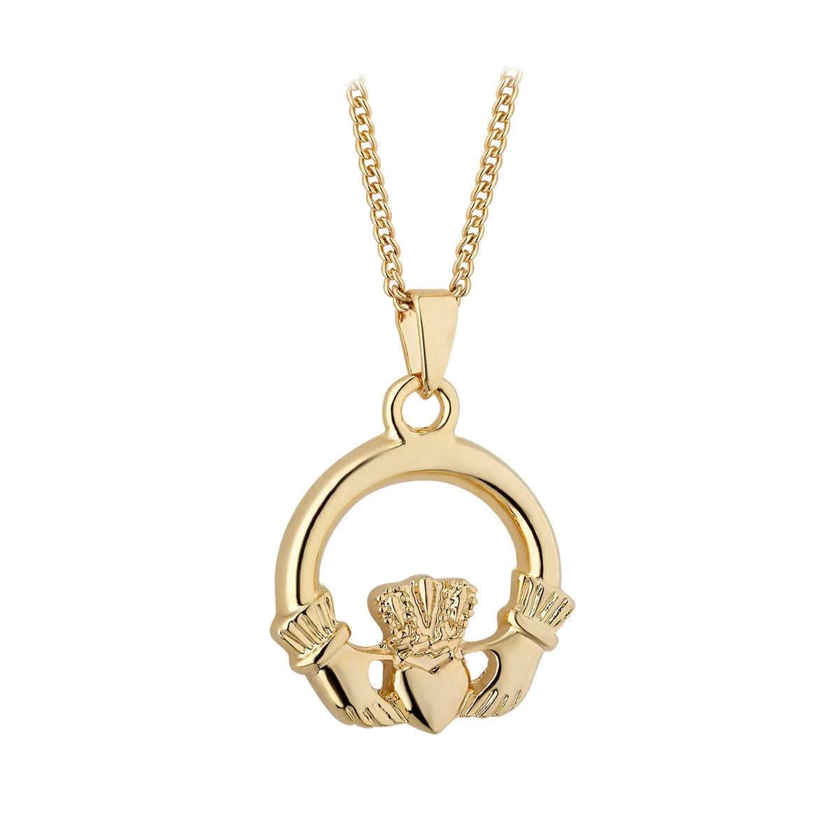 Yellow Gold Plate Claddagh Pendant Necklace