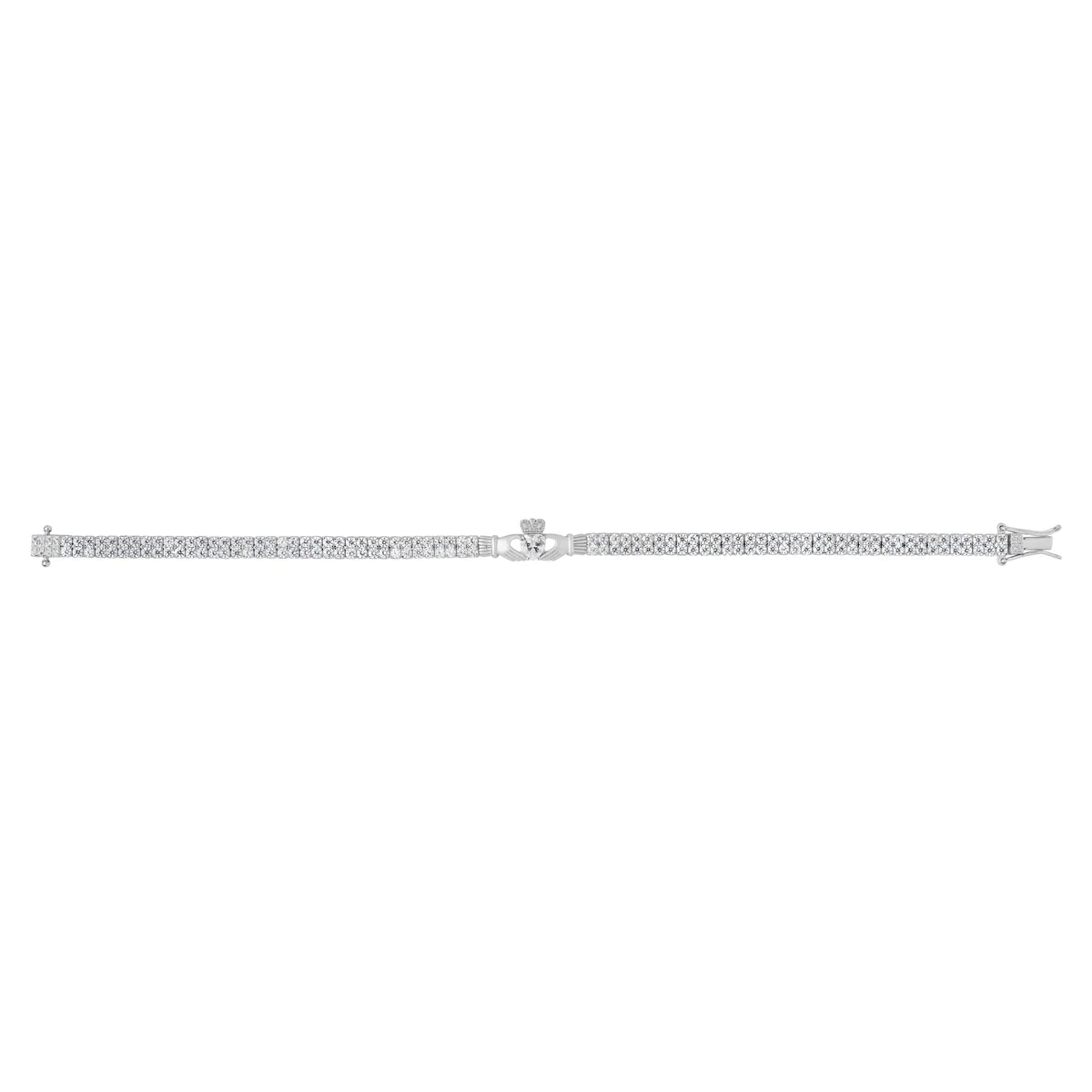 Sterling Silver Claddagh CZ Double Row Tennis Bracelet