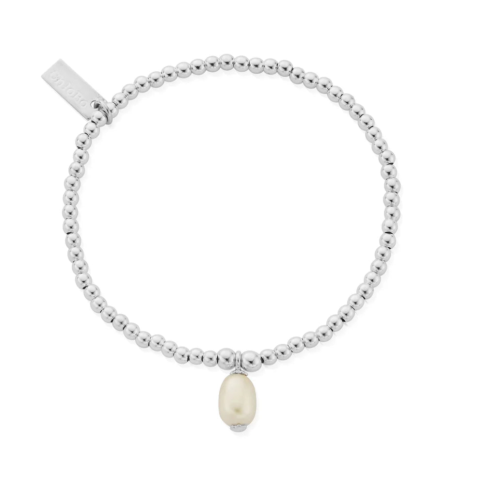 ChloBo Sterling Silver Cute Charm Pearl Drop Bracelet