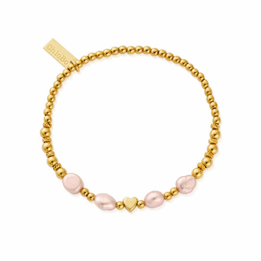 ChloBo Gold Plated With Love Pink Pearl Bracelet