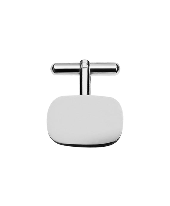 Sterling Silver Rounded Edge Rectangle Plain Cufflinks
