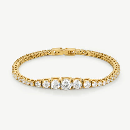 D.LOUISE Yellow Gold Plate Bezel Set CZ Graduated Luxe Tennis Bracelet