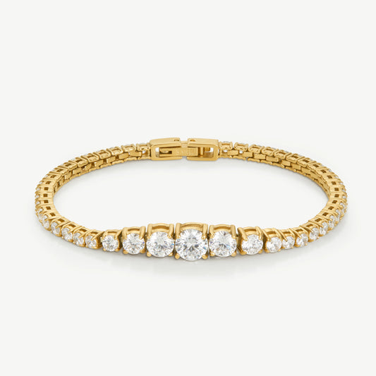 D.LOUISE Yellow Gold Plate Bezel Set CZ Graduated Luxe Tennis Bracelet