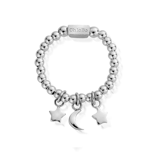 ChloBo Sterling Silver Triple Night Sky Charm Ring - Size Medium