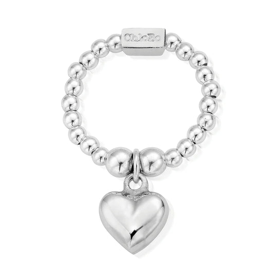 ChloBo Sterling Silver Mini Puffed Heart Ring - Size Medium