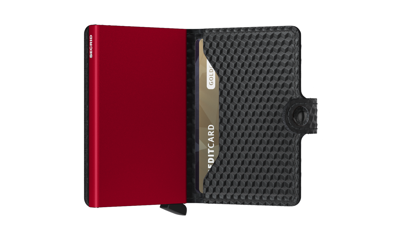 SECRID Cubic Black & Red Mini Wallet