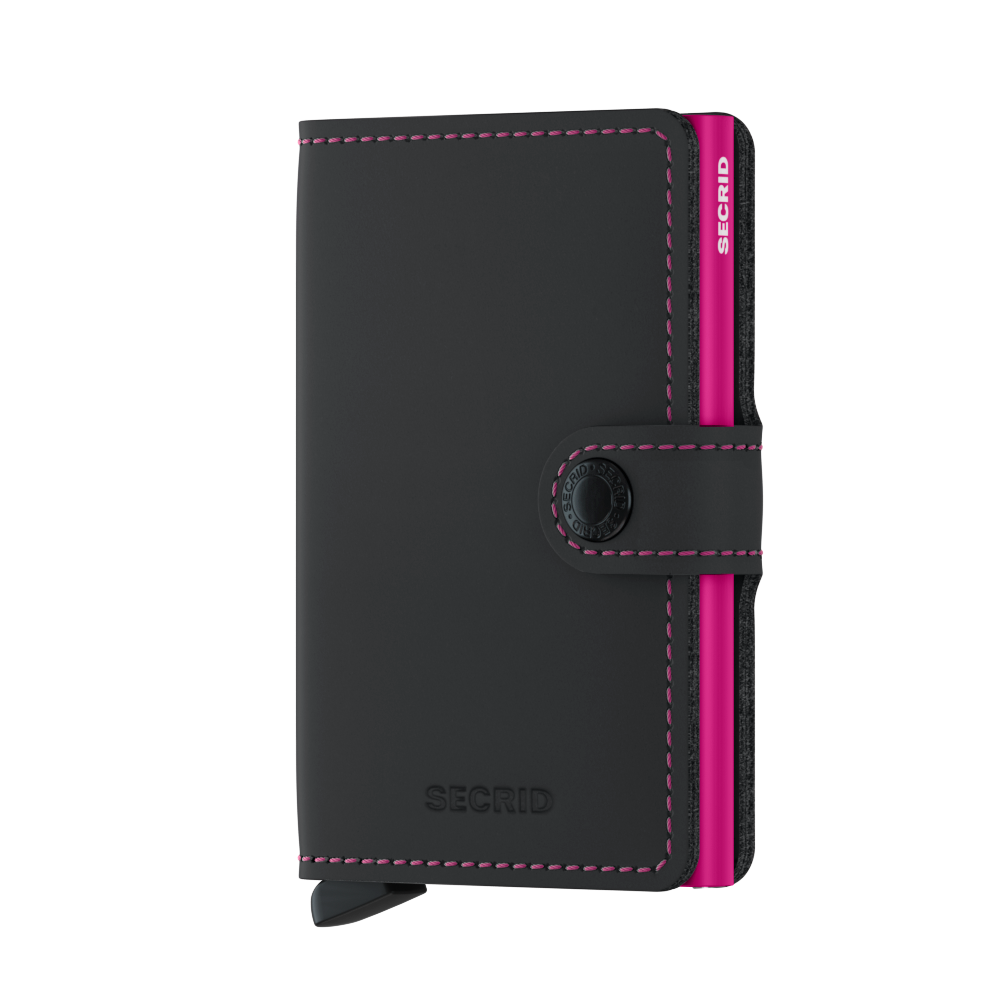 SECRID Matte Black & Fuchsia Mini Wallet