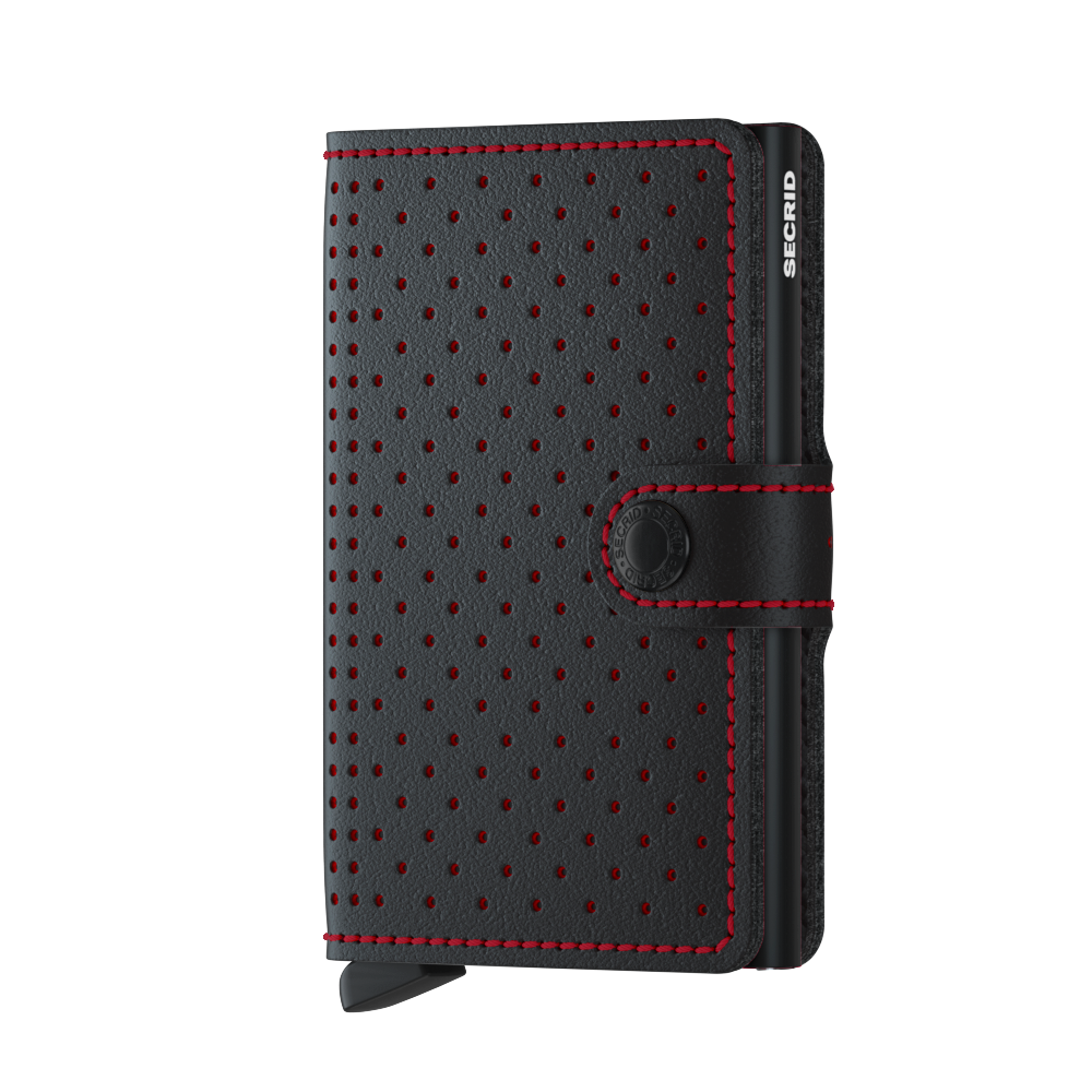 SECRID Perforated Black & Red Mini Wallet