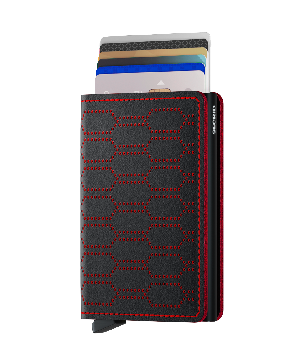 SECRID Fuel Black & Red Stitched Mini Wallet