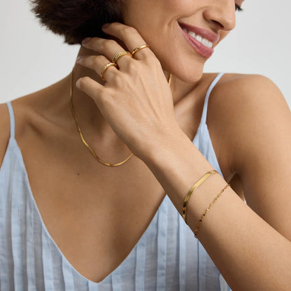 D.LOUISE Yellow Gold Plate Essentials Herringbone Bracelet