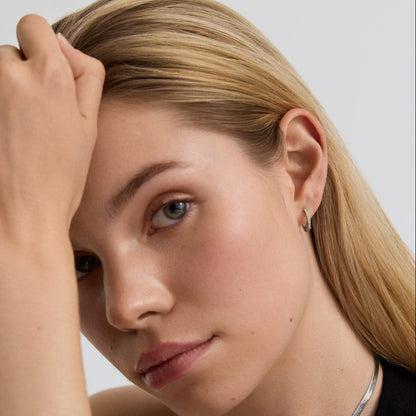 D.LOUISE Yellow Gold Plate 13mm Tennis Huggie Hoop Earrings