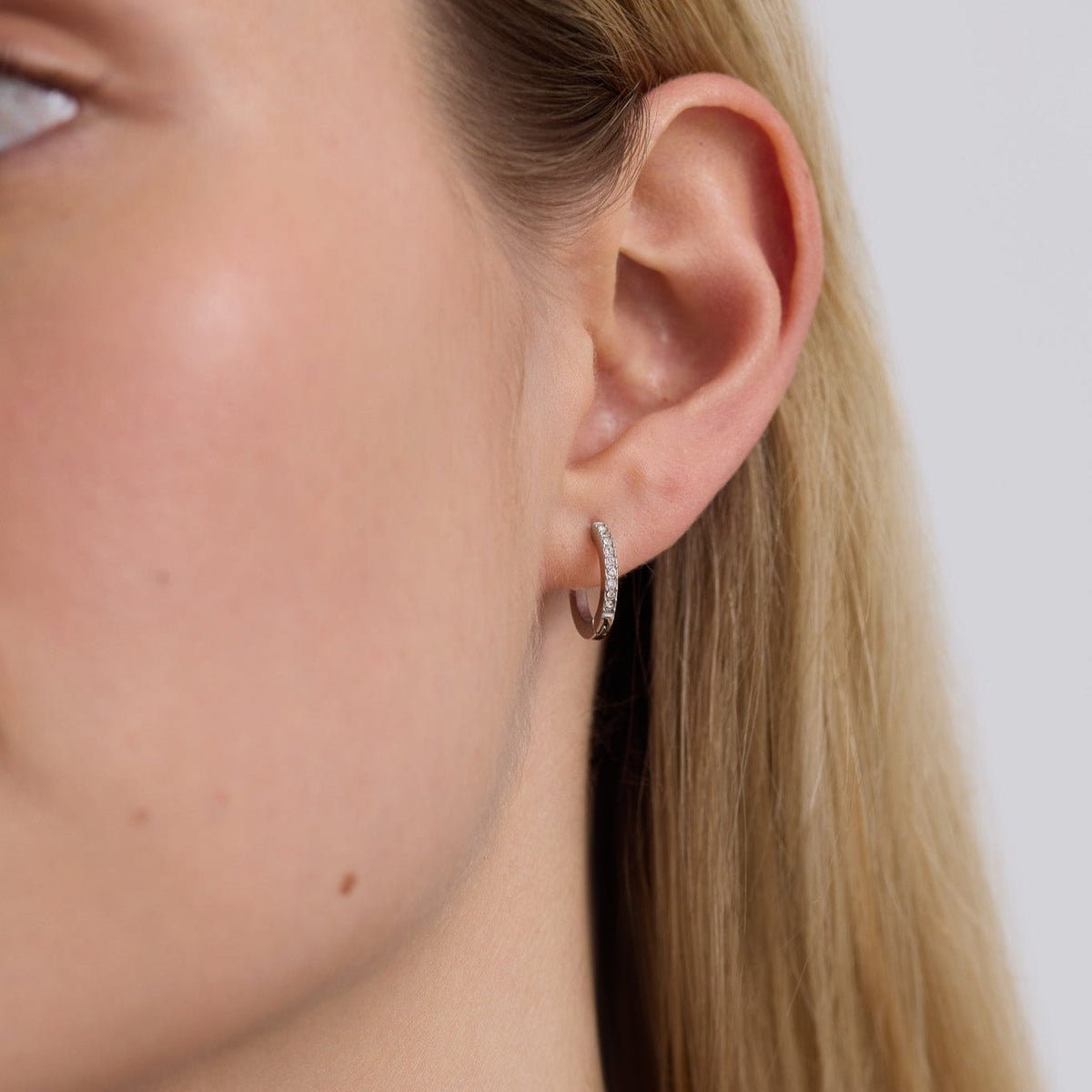 D.LOUISE Yellow Gold Plate 13mm Tennis Huggie Hoop Earrings