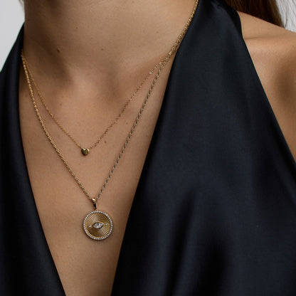 D.LOUISE Yellow Gold Plate Evil Eye Talisman Necklace