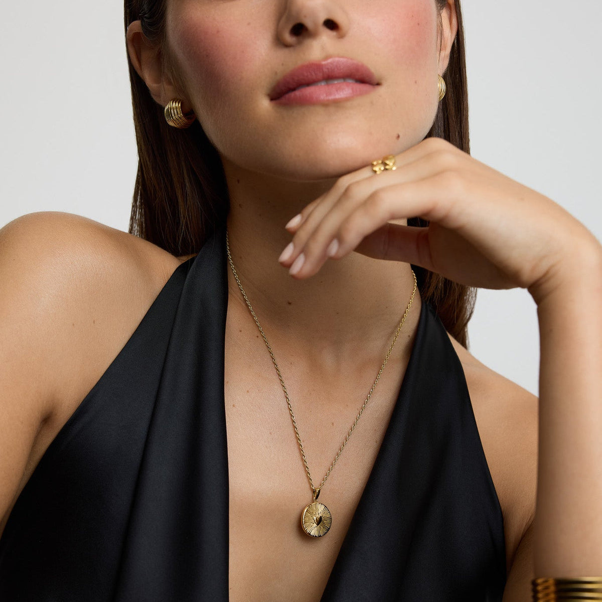 D.LOUISE Yellow Gold Plate Heart Talisman Necklace