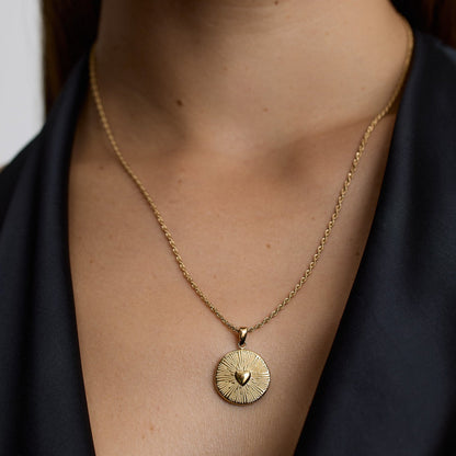 D.LOUISE Yellow Gold Plate Heart Talisman Necklace