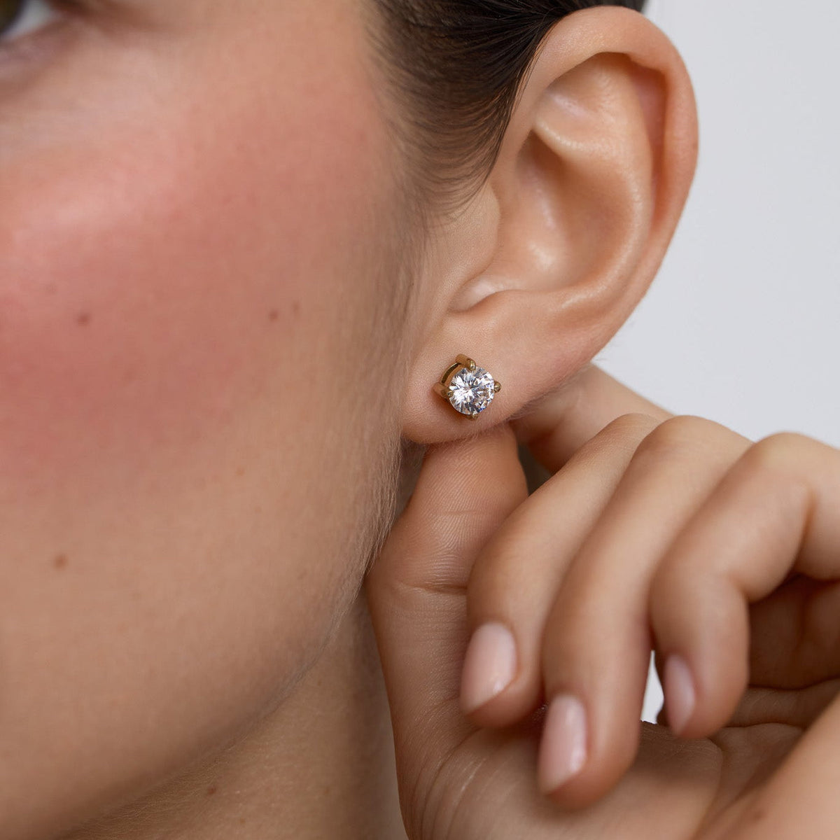 D.LOUISE Yellow Gold Plate 6mm Classic Tennis Studs