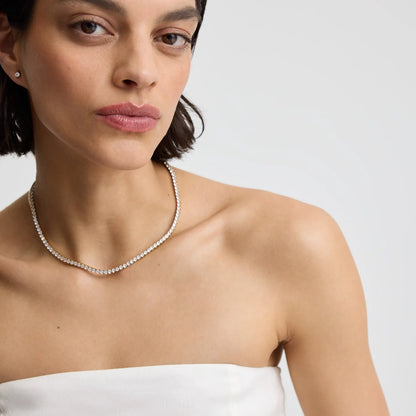 D.LOUISE Yellow Gold Plate CZ Luxe Tennis Necklace
