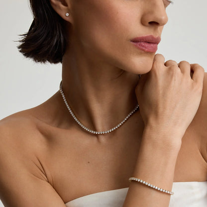 D.LOUISE Yellow Gold Plate CZ Luxe Tennis Necklace