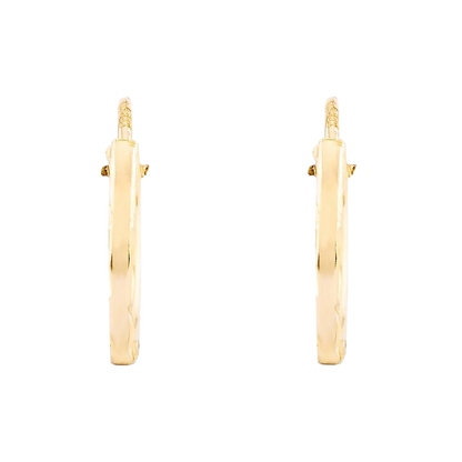 9ct Yellow Gold 10mm Diamond Cut Edge Hoop Earrings
