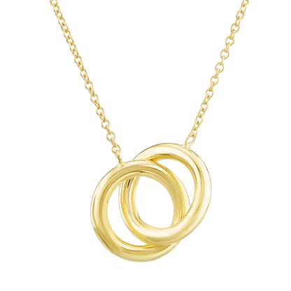 9ct Yellow Gold Double Circles Interlocking Pendant Necklace