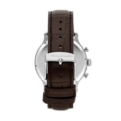 Maserati 42mm Epoca Chronograph Blue Dial Brown Leather Strap Watch