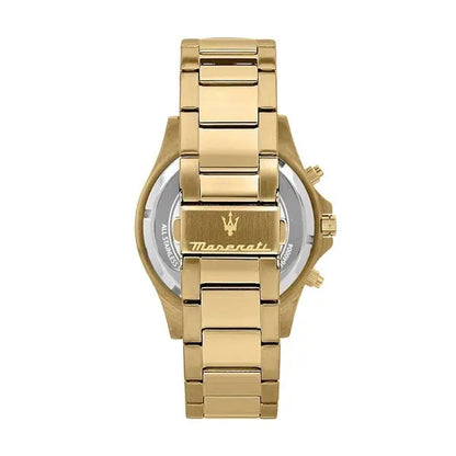 Maserati 42mm Sfida Blue Dial Chronograph Gold Toned Link Watch