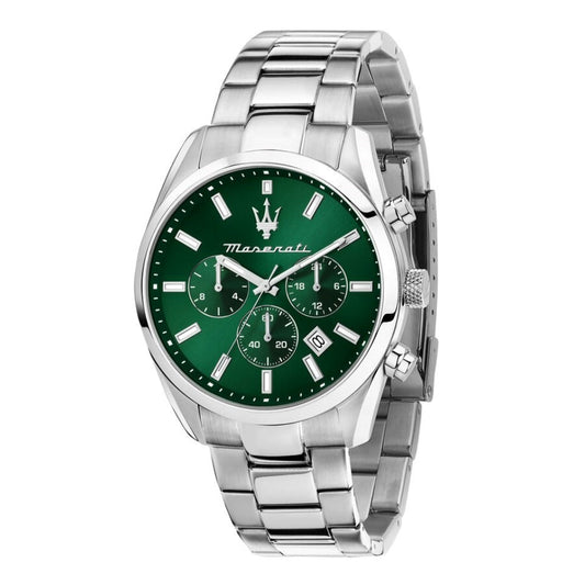 Maserati 43mm Attrazione Green Dial & Stainless Steel Chronograph Link Watch