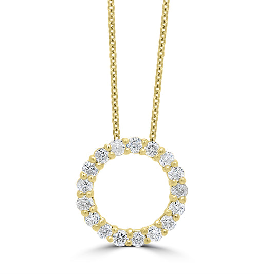 9ct Yellow Gold Circle of Life Diamond Pendant Necklace, 0.76ct