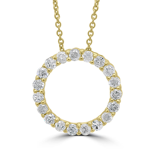 9ct Yellow Gold Circle of Life Diamond Pendant Necklace, 1.01ct