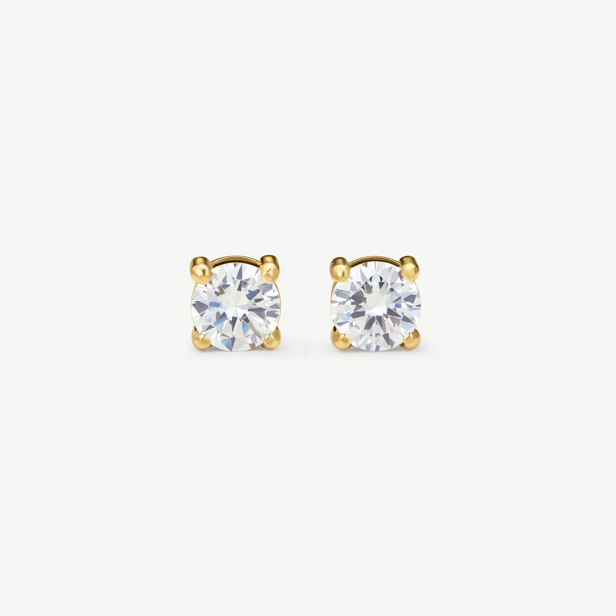 D.LOUISE Yellow Gold Plate 6mm Classic Tennis Studs