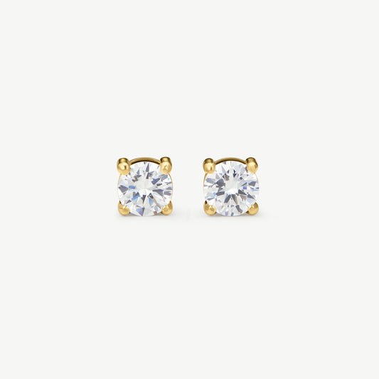 D.LOUISE Yellow Gold Plate 6mm Classic Tennis Studs
