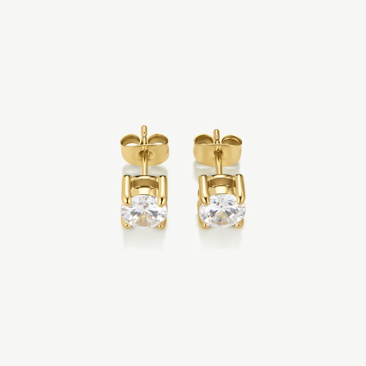 D.LOUISE Yellow Gold Plate 6mm Classic Tennis Studs