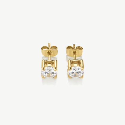 D.LOUISE Yellow Gold Plate 6mm Classic Tennis Studs
