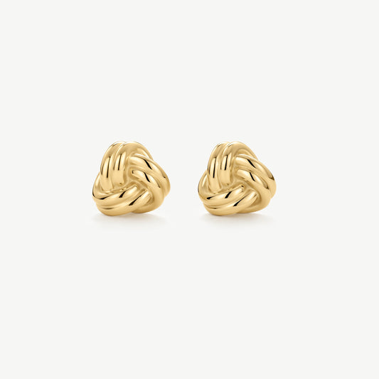 D.LOUISE Yellow Gold Plate 10mm Knots Stud Earrings