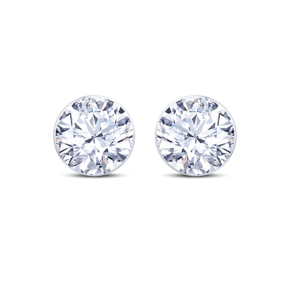 18ct White Gold Diamond Rub-Over Round Stud Earrings, 0.30ct